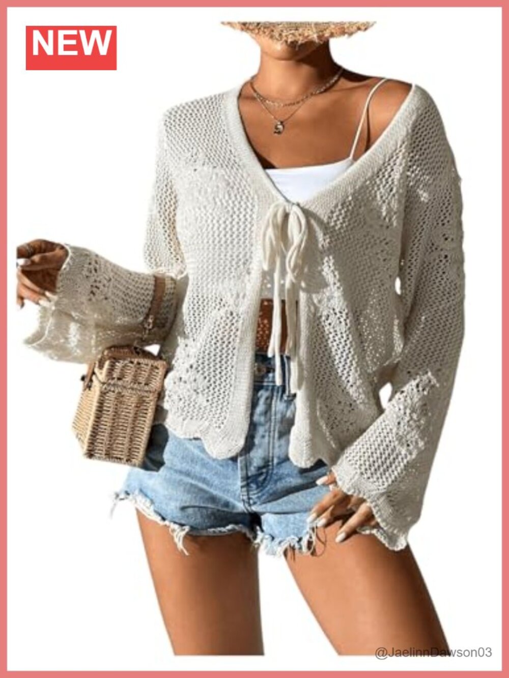 Crochet Lace Tie Front Cardigan